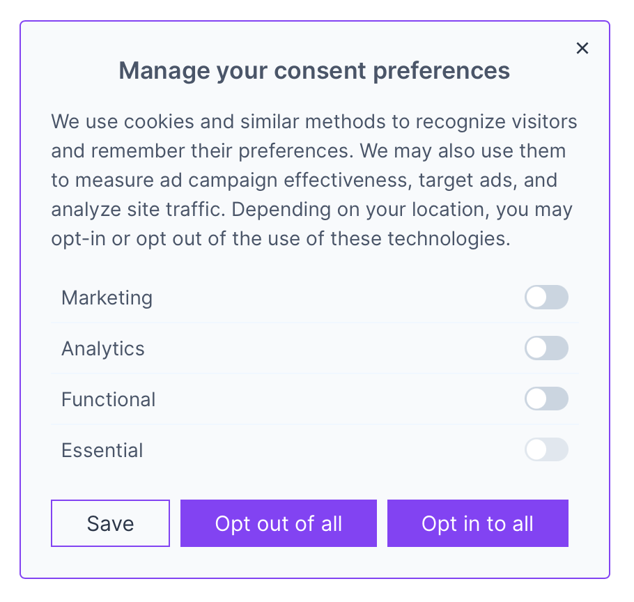 Consent Management - Opt-in Popup